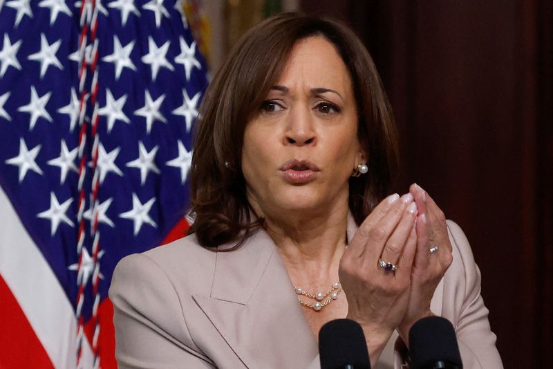 &copy; Reuters. U.S. ‪Vice President Kamala Harris‬ delivers remarks before swearing in commissioners for the White House Initiative on Advancing Educational Equity, Excellence and Economic Opportunity for Hispanics at the Eisenhower Executive Office Building on the 