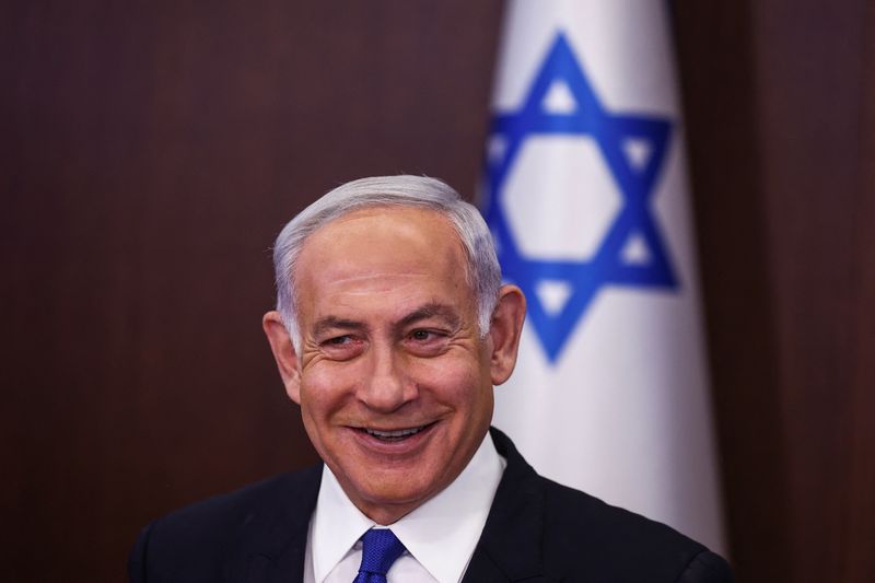 &copy; Reuters. رئيس الوزراء الإسرائيلي بنيامين نتنياهو خلال اجتماع للحكومة في القدس يوم الرابع من  يونيو حزيران 2023. صورة لرويترز من ممثل لوكالات الأنباء.