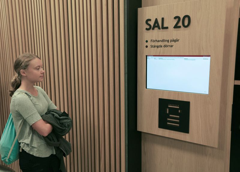 &copy; Reuters. Climate activist Greta Thunberg stands at the Malmo District Court, in Malmo, Sweden July 24, 2023.   TT News Agency/Andreas Hillergren/via REUTERS    