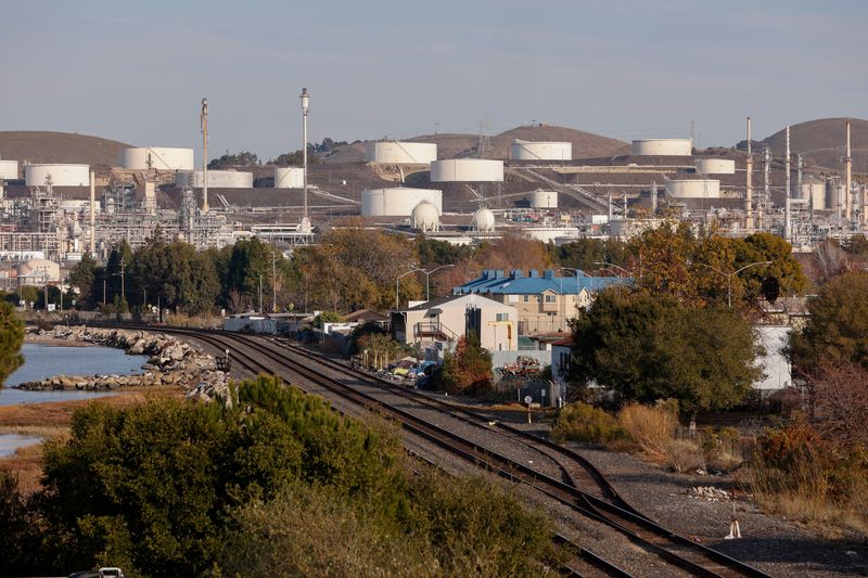 &copy; Reuters. FILE PHOTO: A general view of the Phillips 66 refinery, as seen from Lone Tree Point on the San Francisco Bay Trail in Rodeo, California, the oldest oil refining town in the American West, U.S. December 14, 2022. REUTERS/Brittany Hosea-Small/File Photo