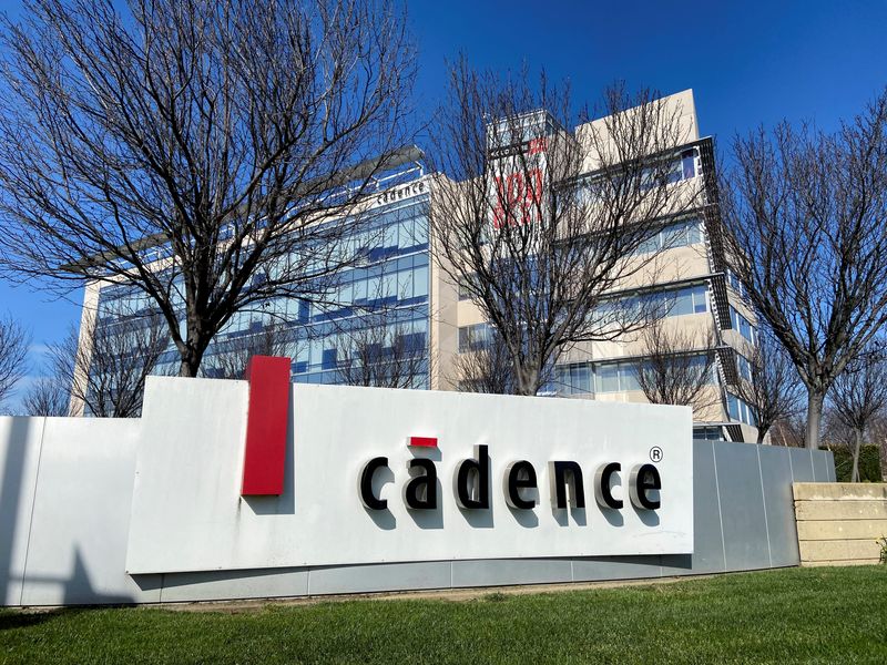 &copy; Reuters. The logo of Cadence Design Systems is pictured outside the company's offices in San Jose, California, U.S., January 31, 2020. REUTERS/Stephen Nellis