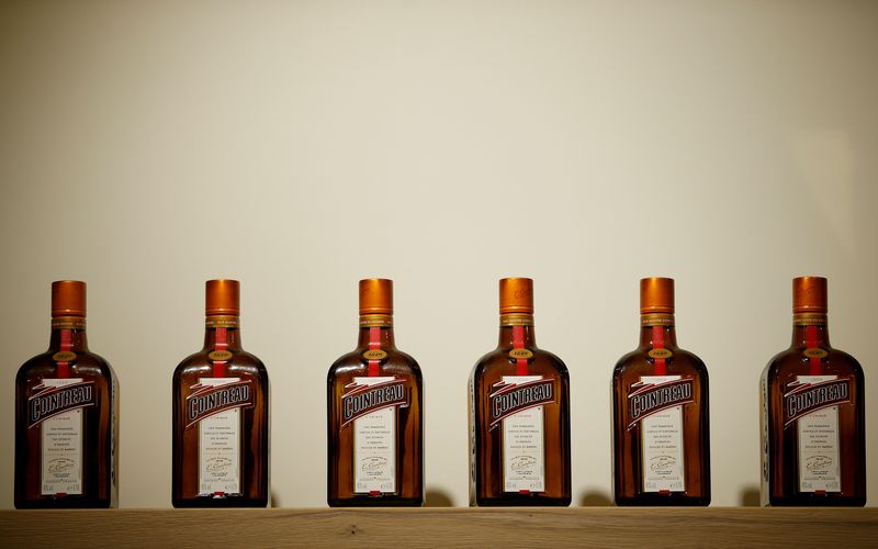 &copy; Reuters. FILE PHOTO: Bottles of Cointreau, the orange-flavoured triple sec liqueur, are displayed at the Carre Cointreau in the Cointreau distillery in Saint-Barthelemy-d'Anjou near Angers, France, February 8, 2019. REUTERS/Stephane Mahe/