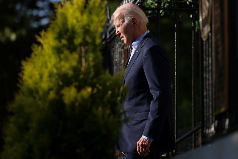 &copy; Reuters. U.S. President Joe Biden departs Holy Trinity Catholic Church in Washington, U.S., July 22, 2023. REUTERS/Julia Nikhinson/File photo