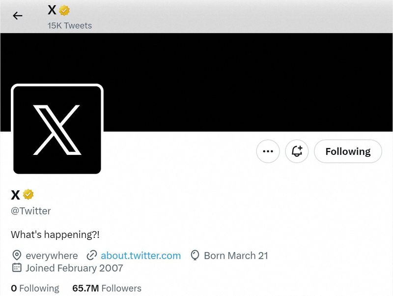 &copy; Reuters. لقطة شاشة لصفحة تويتر الرسمية مع علامة "X" على صورة الملف الشخصي يوم 23 يوليو تموز 2023 في لقطة الشاشة حصلت عليها رويترز من موقع التواصل الاجتماع
