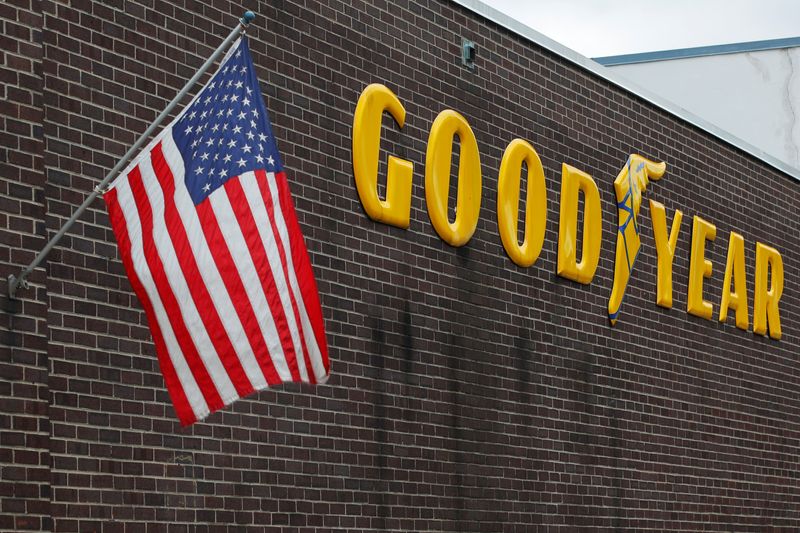 &copy; Reuters. FILE PHOTO: A U.S. flag flies at a Goodyear Tire facility in Somerville, Massachusetts, U.S., July 25, 2017.   REUTERS/Brian Snyder/File Photo