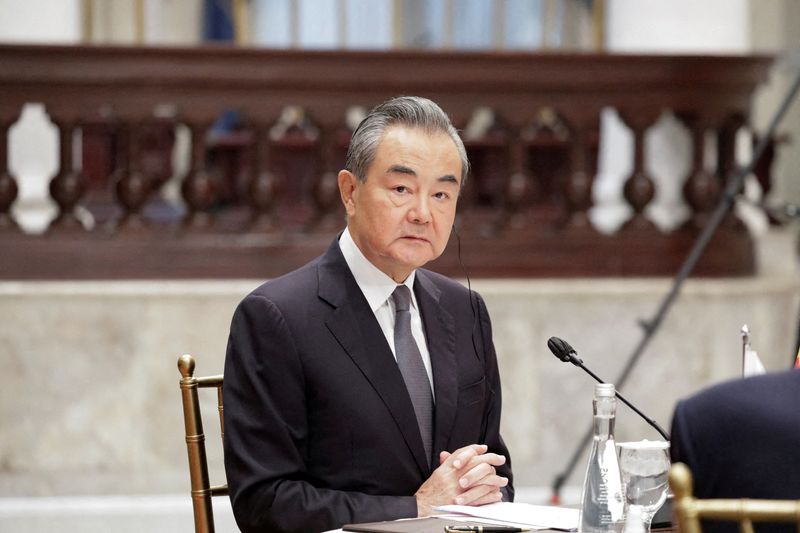 &copy; Reuters. FILE PHOTO: China's Director of the Office of the Central Foreign Affairs Commission Wang Yi attends during a trilateral meeting with Indonesian Foreign Minister Retno Marsudi and Russia's Foreign Minister Sergei Lavrov in Jakarta, Indonesia, July 12, 202