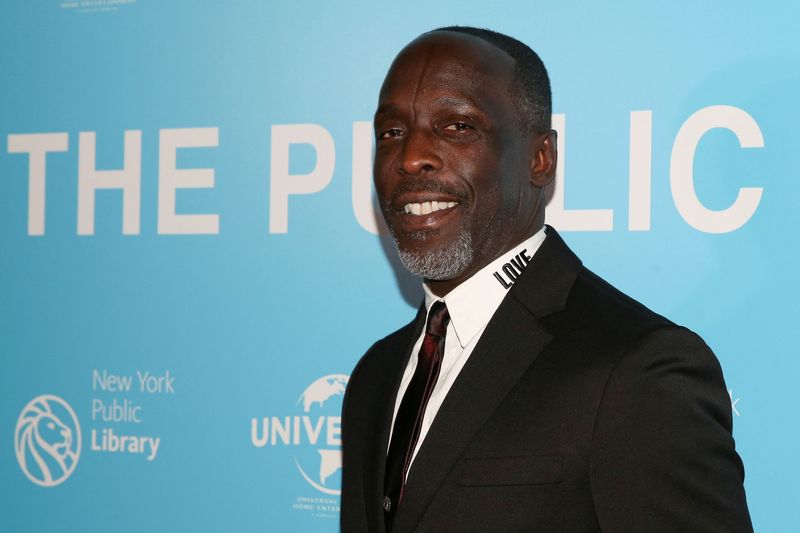 &copy; Reuters. FILE PHOTO: Michael K Williams arrives for the premiere of "The Public" at the New York Public Library in New York, U.S., April 1, 2019. REUTERS/Caitlin Ochs/File Photo