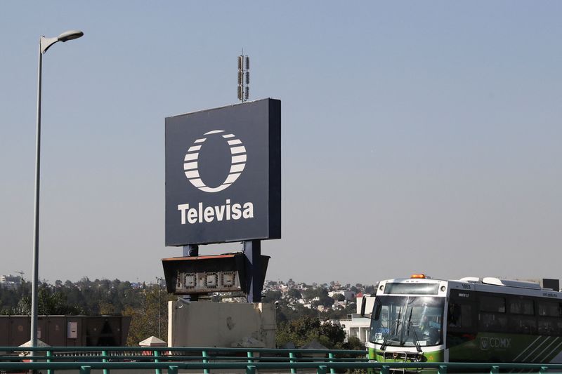 &copy; Reuters. The logo of broadcaster Televisa is seen outside its headquarters in Mexico City, Mexico, December 14, 2022. REUTERS/Raquel Cunha