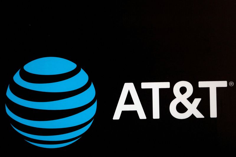 &copy; Reuters. FILE PHOTO: The AT&T logo is pictured during the Forbes Forum 2017 in Mexico City, Mexico, September 18, 2017. REUTERS/Edgard Garrido/File Photo