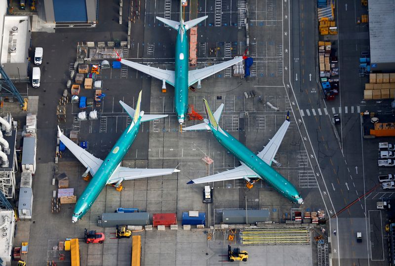 &copy; Reuters. FILE PHOTO: A photo of Boeing 737 MAX airplanes parked on the tarmac at the Boeing Factory in Renton, Washington, U.S. March 21, 2019.  REUTERS/Lindsey Wasson/File Photo