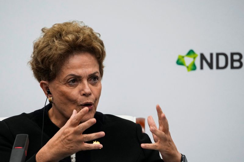 &copy; Reuters. Presidente do Banco dos Brics, Dilma Rousseff, durante entrevista coletiva na sede do banco em Xangai
30/05/2023 REUTERS/Aly Song