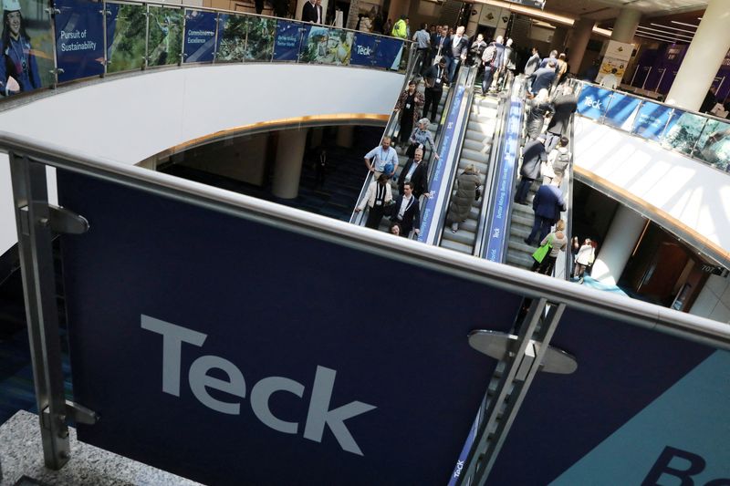 &copy; Reuters. FILE PHOTO: The logo of the Canadian mining company Teck Resources Limited is displayed as people visit the Prospectors and Developers Association of Canada (PDAC) annual conference in Toronto, Ontario, Canada March 7, 2023. REUTERS/Chris Helgren/File Pho
