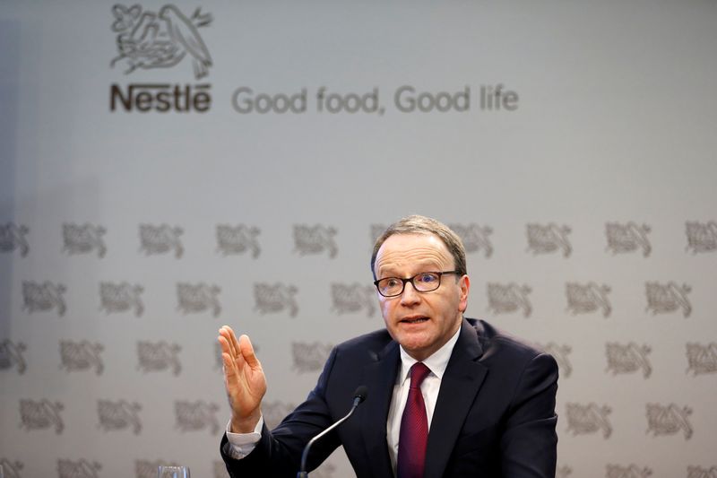 &copy; Reuters. FILE PHOTO: Nestle Chief Executive Mark Schneider talks during a news conference at the company headquarters in Vevey, Switzerland, February 13, 2020. REUTERS/Pierre Albouy/File Photo