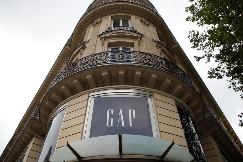 &copy; Reuters. FILE PHOTO: The Gap logo is seen on the front of the company's store in Paris, France, July 1, 2021. REUTERS/Sarah Meyssonnier/File Photo