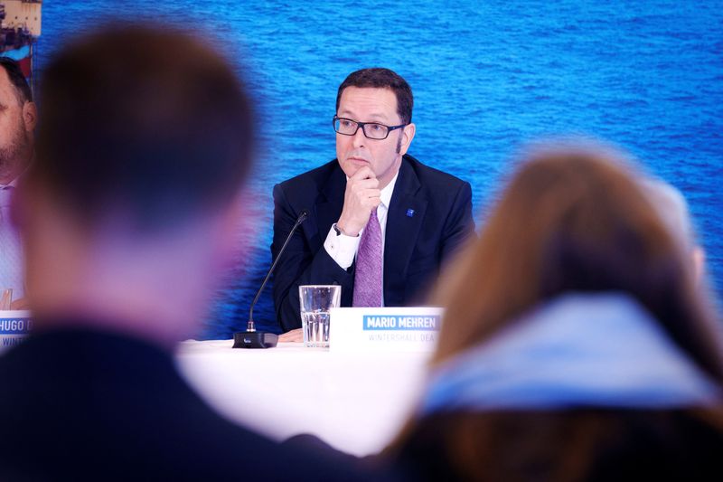 &copy; Reuters. FILE PHOTO: CEO of Wintershall Dea Mario Mehren attends the press conference at the launch of Project Greensand, which stores carbon dioxide offshore, in Esbjerg, Denmark March 8, 2023. Bo Amstrup/Ritzau Scanpix/via REUTERS/File Photo