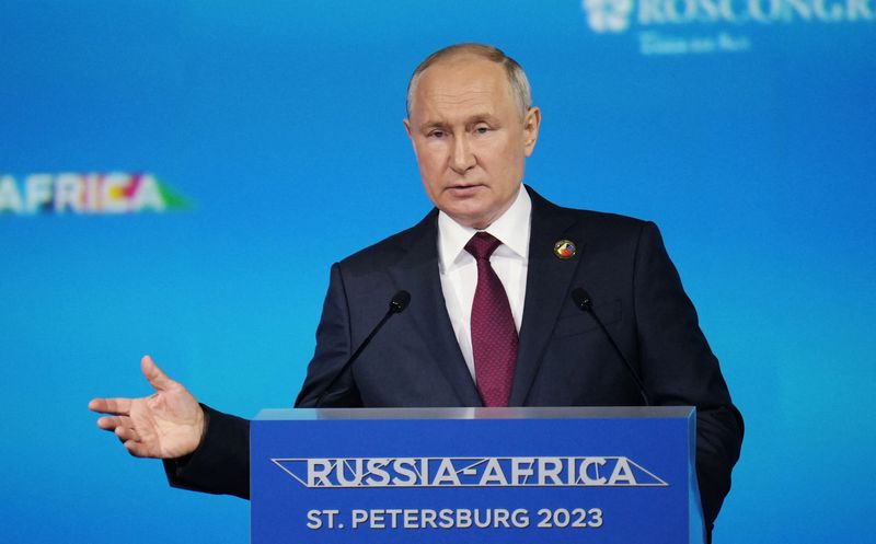 &copy; Reuters. Presidente da Rússia, Vladimir Putin, em São Petersburgo 
 27/7/2023    Sputnik/Alexei Danichev/Pool via REUTERS