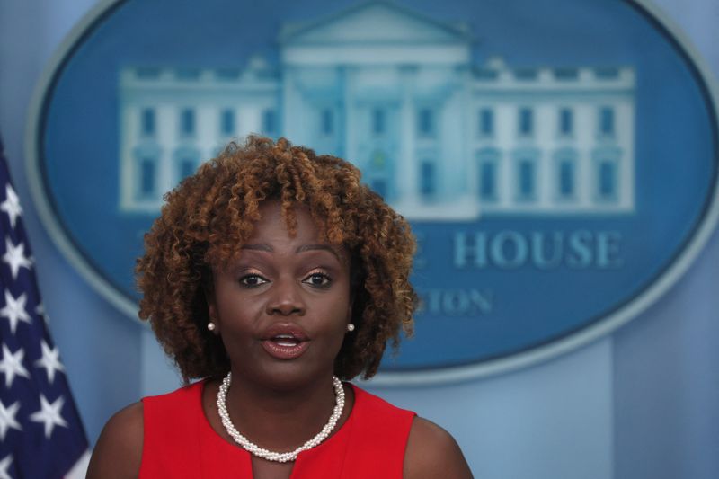 &copy; Reuters. U.S. White House Press Secretary Karine Jean-Pierre holds a press briefing at the White House in Washington, U.S., July 26, 2023. REUTERS/Leah Millis