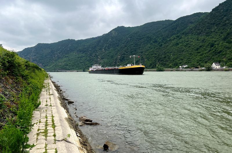 &copy; Reuters. FILE PHOTO: A Dutch-made special tanker, built by shipping company Stolt Tankers, able to pass on the Rhine river even at low water levels which occur increasingly often due to global warming, sails past Bad Salzig on its way for a christening ceremony in