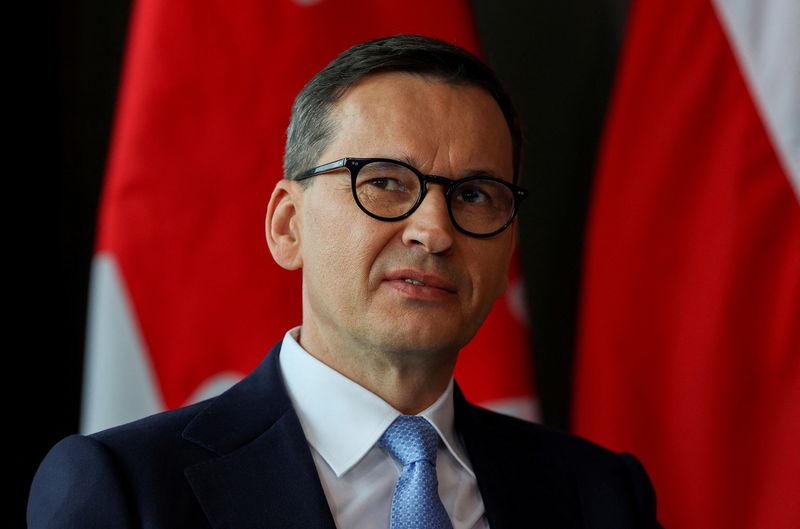 &copy; Reuters. FILE PHOTO: Polish Prime Minister Mateusz Morawiecki pictured at a meeting with Canadian Prime Minister Justin Trudeau (not pictured) in Toronto, Ontario, Canada, June 2, 2023. REUTERS/Carlos Osorio/File Photo