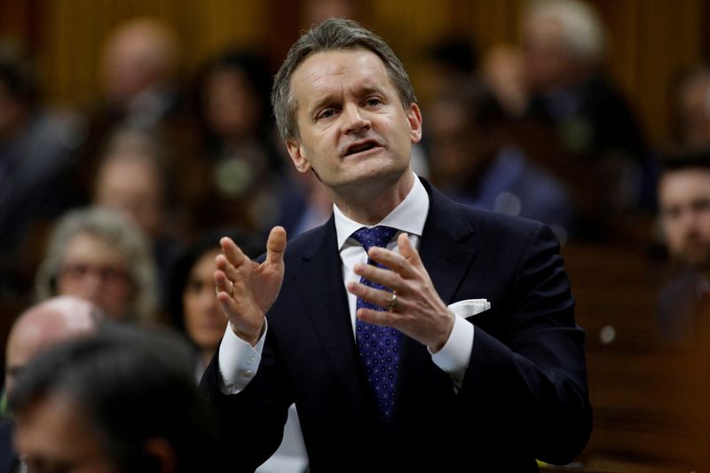 &copy; Reuters. FILE PHOTO: Canada's Minister of Natural Resources Seamus O'Regan speaks during Question Period in the House of Commons on Parliament Hill in Ottawa, Ontario, Canada February 27, 2020. REUTERS/Blair Gable/File Photo