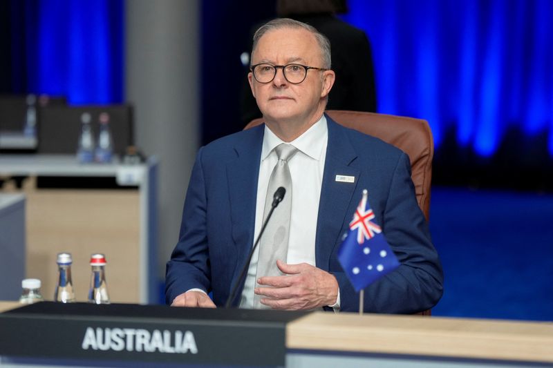 &copy; Reuters. FILE PHOTO: Australia's Prime Minister Anthony Albanese attends a meeting of the North Atlantic Council during a NATO leaders summit in Vilnius, Lithuania July 12, 2023. REUTERS/Ints Kalnins