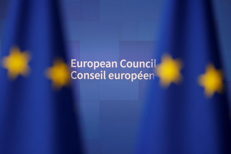 © Reuters. A view shows the logo of the European Council in Brussels, Belgium March 23, 2023. REUTERS/Johanna Geron/File photo