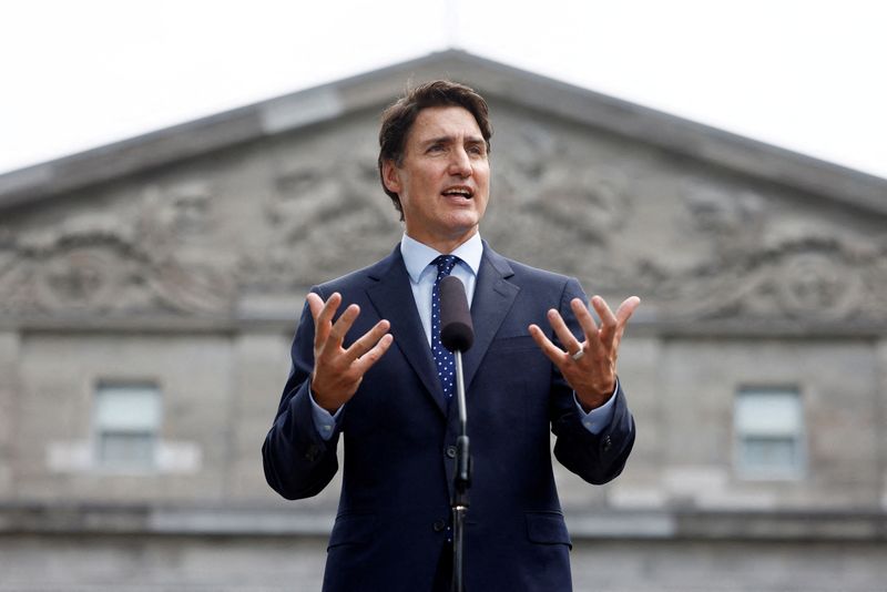 &copy; Reuters. Primeiro-ministro do Canadá, Justin Trudeau
26/07/2023
REUTERS/Blair Gable