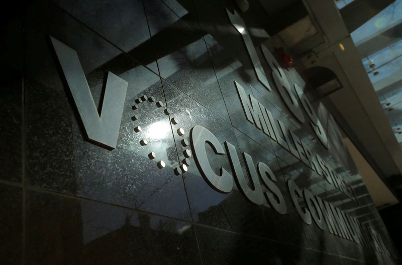 &copy; Reuters. FILE PHOTO: The corporate logo of communications company Vocus is photographed at their Sydney headquarters, Australia, August 22, 2017. REUTERS/Jason Reed/File Photo