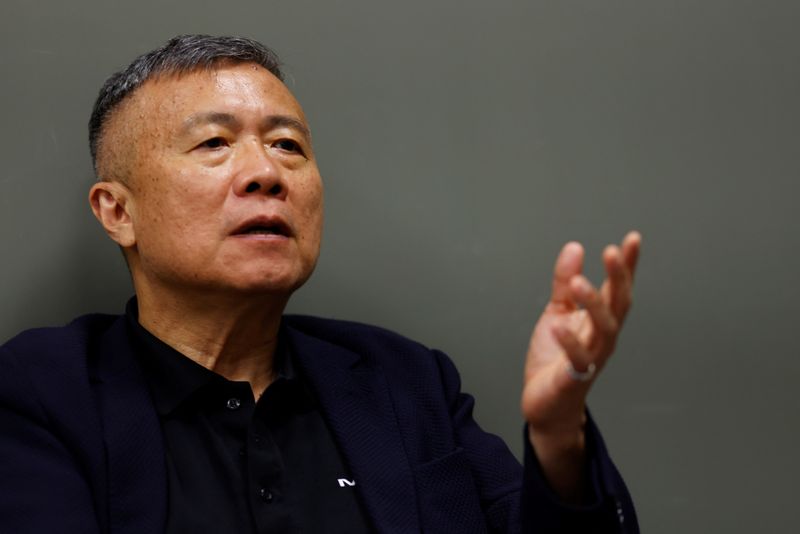 © Reuters. FILE PHOTO: Mobility in Harmony (MIH) Chief Executive Officer Jack Cheng speaks at an interview with Reuters at the headquarters of Foxconn's EV platform unit in Taipei, Taiwan July 27, 2023. REUTERS/Ann Wang/FILE PHOTO