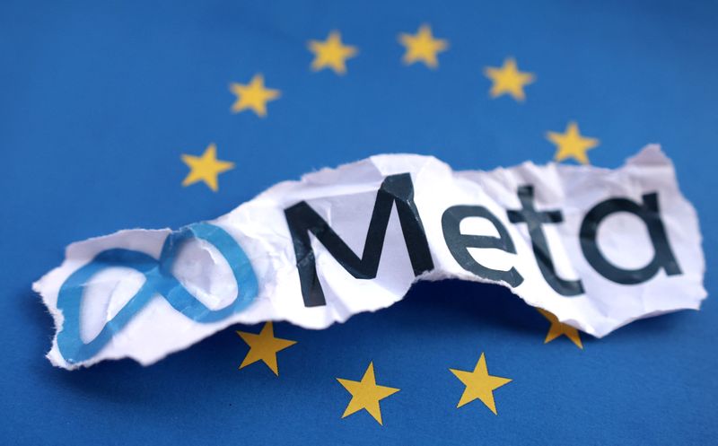 &copy; Reuters. شعار شركة ميتا على علم الاتحاد الأوروبي في صورة توضيحية التقطت يوم 22 مايو أيار 2023. تصوير: دادو روفيتش - رويترز.