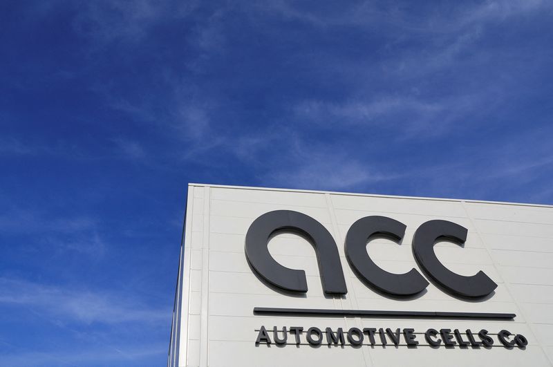&copy; Reuters. A view shows the ACC logo at the gigafactory of Automotive Cells Company (ACC), a joint venture of Stellantis, TotalEnergies and Mercedes, in Billy-Berclau-Douvrin, northern France, May 30, 2023. REUTERS/Pascal Rossignol