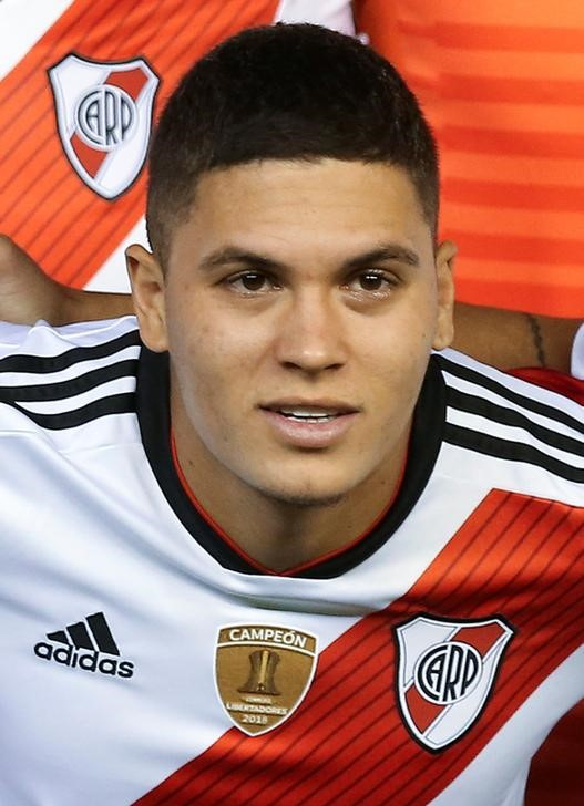 &copy; Reuters. Mar 13, 2019 
Foto de archivo de Juan Fernando Quintero posando antes de un partido de River Plate por la Copa Libertadores 
 REUTERS/Agustin Marcarian