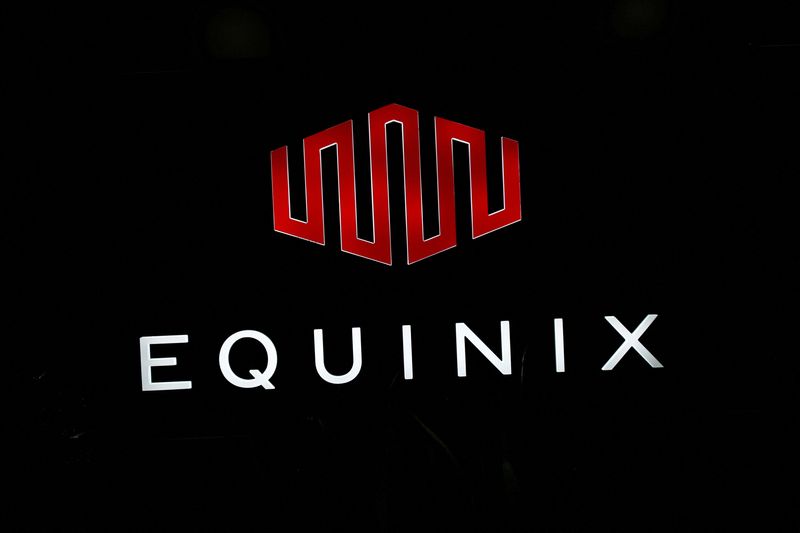 &copy; Reuters. FILE PHOTO: The logo of Equinix is pictured at the entrance of a data center in Pantin, outside Paris, France, December 7, 2016.  REUTERS/Benoit Tessier/File Photo
