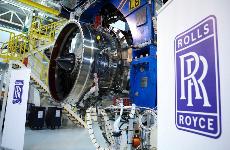 &copy; Reuters. FILE PHOTO: A BR700-725 jet engine is seen at the assembly line of the Rolls-Royce Germany plant in Dahlewitz near Berlin, Germany, February 28, 2023.   REUTERS/Nadja Wohlleben/File Photo