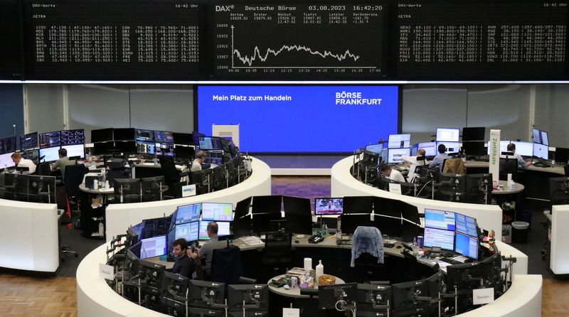 &copy; Reuters. Bolsa de Frankfurt, na Alemanha
03/08/2023
REUTERS/Equipe