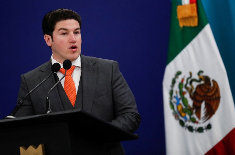 &copy; Reuters. Governor of Nuevo Leon state Samuel Garcia speaks during a school equipment delivery event at the Prepa Tec high school, in Monterrey, Mexico April 25, 2023. REUTERS/Daniel Becerril