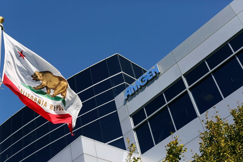 &copy; Reuters. FILE PHOTO: An Amgen sign is seen at the company's office in South San Francisco, California October 21, 2013. REUTERS/Robert Galbraith/File Photo