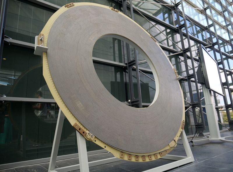 &copy; Reuters. FILE PHOTO: A view shows one of the superconductor coils which are assembled to form the giant magnet within which the magnectic field is 11.7 T., the core component of the most powerful MRI (Magnetic Resonance Imaging) scanner in the world to be used for