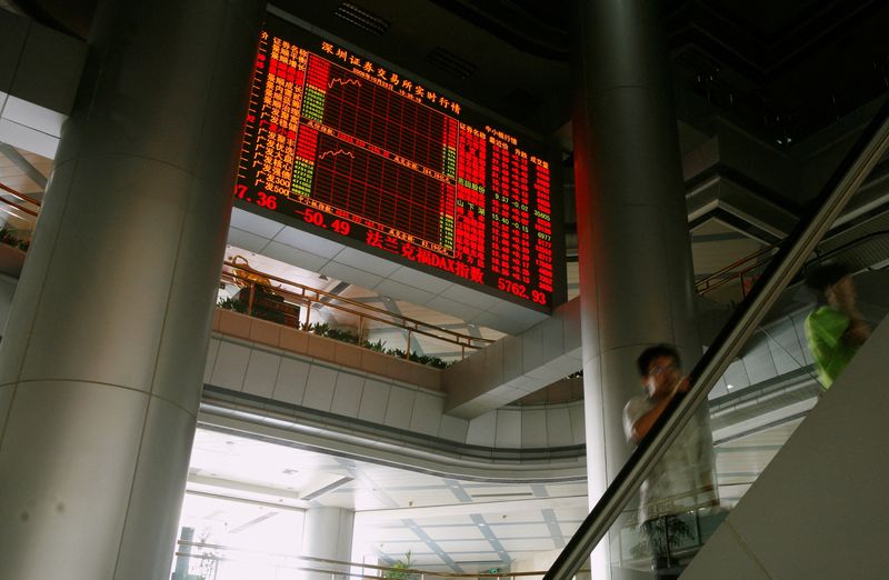 &copy; Reuters. FILE PHOTO: A panel displaying share prices is seen inside the Shenzhen Stock Exchange in the southern Chinese city of Shenzhen October 23, 2009.  REUTERS/Bobby Yip/File Photo