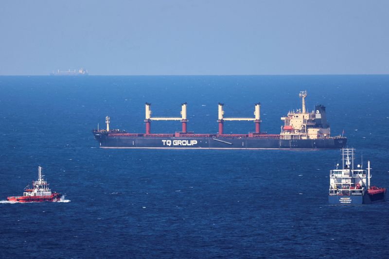 &copy; Reuters. FILE PHOTO: Turkish-flagged bulker TQ Samsun, carrying grain under UN's Black Sea Grain Initiative, is pictured in the Black Sea, north of Bosphorus Strait, off Istanbul, Turkey July 17, 2023. REUTERS/Yoruk Isik/File Photo