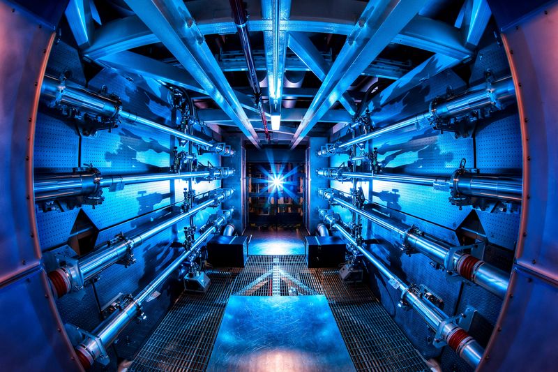 &copy; Reuters. FILE PHOTO: The National Ignition Facility’s preamplifier module increases the laser energy as it travels to the Target Chamber in an undated photograph at Lawrence Livermore National Laboratory federal research facility in Livermore, California, U.S.  