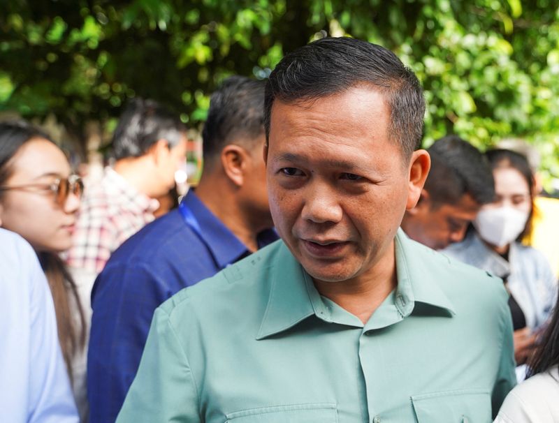 &copy; Reuters. Hun Manet, son of Cambodia's Prime Minister Hun Sen is seen at a polling station on the day of Cambodia's general election, in Phnom Penh, Cambodia, July 23, 2023. REUTERS/Cindy Liu/File Photo