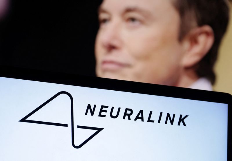 &copy; Reuters. Neuralink logo and Elon Musk photo are seen in this illustration taken, December 19, 2022. REUTERS/Dado Ruvic/Illustration