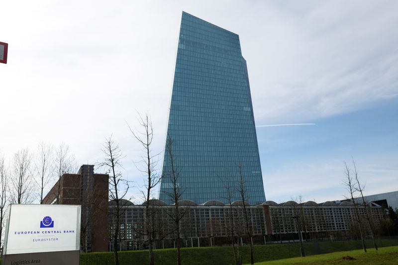 &copy; Reuters. FILE PHOTO: A view shows the logo of the European Central Bank (ECB) outside its headquarters in Frankfurt, Germany March 16, 2023. REUTERS/Heiko Becker/File Photo