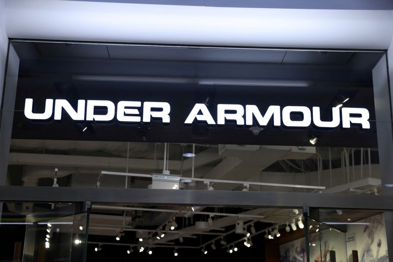 &copy; Reuters. FILE PHOTO: A signage is seen at an Under Armour store in Manhattan, New York City, U.S., February 7, 2022. REUTERS/Andrew Kelly/File Photo