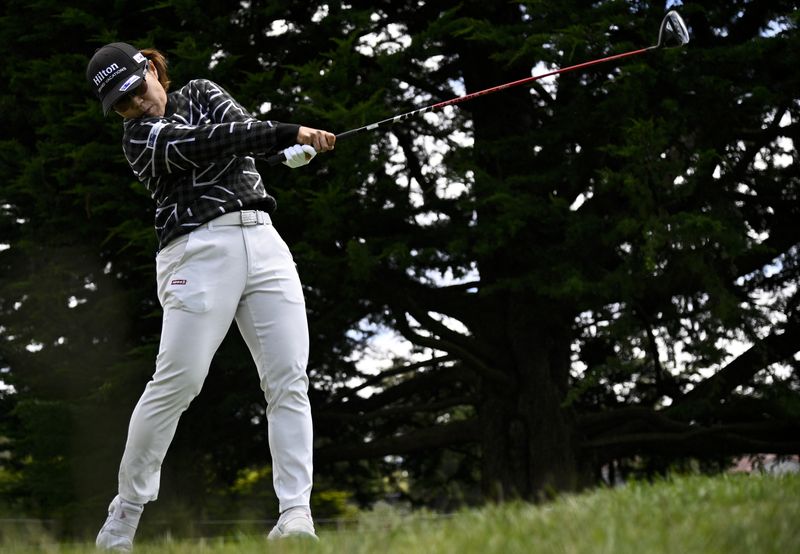 &copy; Reuters. 女子ゴルフの世界ランキングが７日付で発表され、畑岡奈紗が前回と同じく１４位で日本勢最上位だった。米カリフォルニア州ペブルビーチで７月撮影（２０２３年　ロイター/USA TODAY Sports