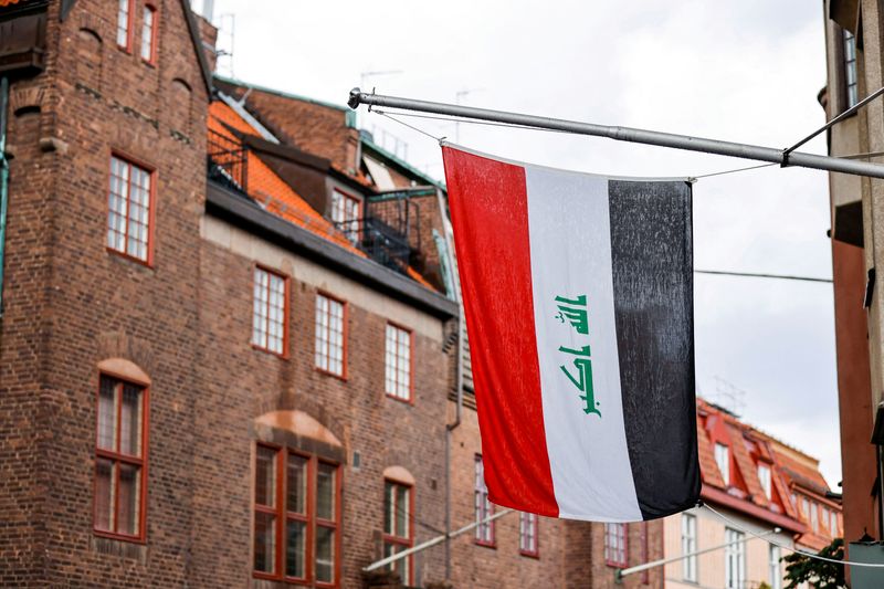 &copy; Reuters. Bandeira do Iraque pendurada em embaixada iraquiana, em Estocolmo, Suécia
20/07/2023
TT News Agency/Caisa Rasmussen via REUTERS