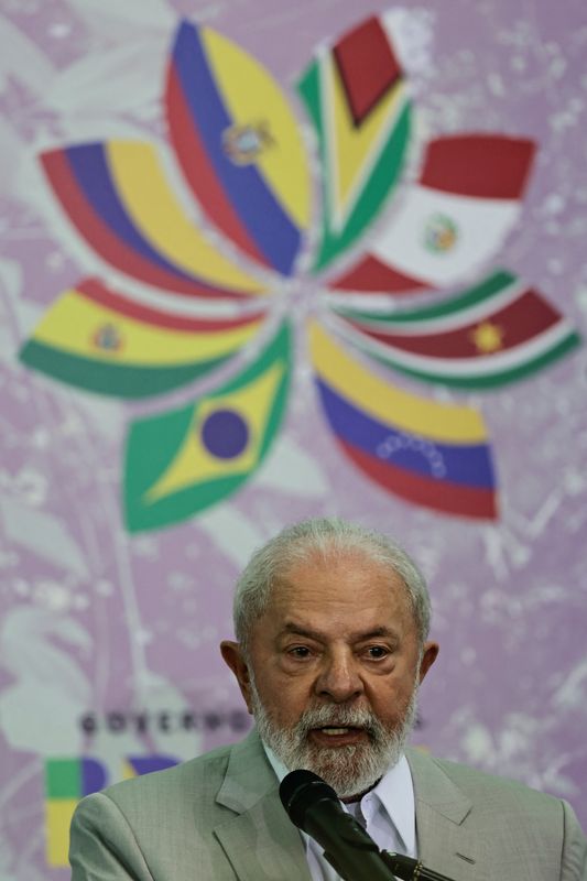 &copy; Reuters. Presidente Luiz Inácio Lula da Silva faz declaração após Cúpula da Amazônia, em Belém
09/08/2023
REUTERS/Ueslei Marcelino