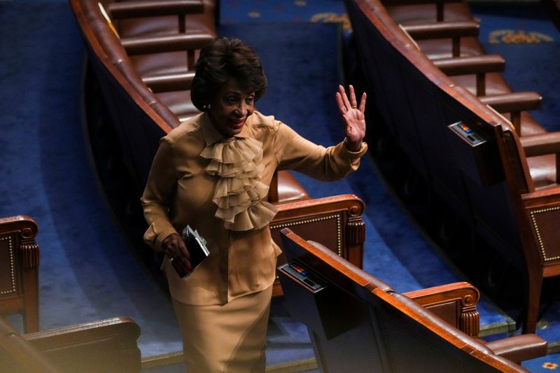 &copy; Reuters. FILE PHOTO: Representative Maxine Waters (D-CA) walks in the chamber of the U.S. House of Representatives ahead of President Joe Biden's first State of the Union Address in the U.S. Capitol in Washington, DC, U.S, March 1, 2022.  Sarahbeth Maney/Pool via 