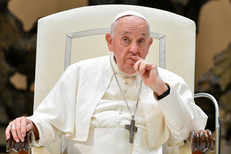 &copy; Reuters. البابا فرنسيس بابا الفاتيكان خلال العظة الأسبوعية بالفاتيكان في التاسع من أغسطس آب 2023. صورة لرويترز من إعلام الفاتيكان.
